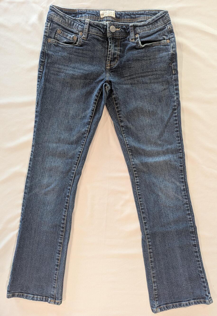 Aeropostale Jeans Juniors 5/6 Short Blue Med Wash Low Rise Bootcut Stretch Denim